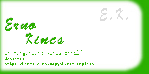 erno kincs business card